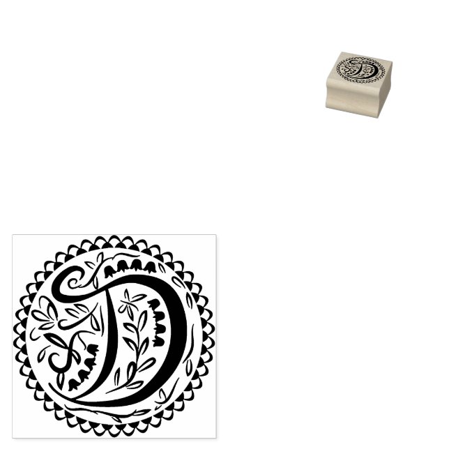 Alphabet D Rubber Stamp (Stamped)