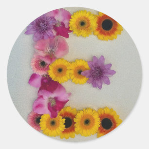 Alphabet E in Flowers Classic Round Sticker
