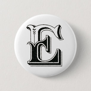 alphabet e, letter e, monogram e, letters e 6 cm round badge