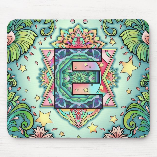 Alphabet E mandala Mouse Mat (Front)
