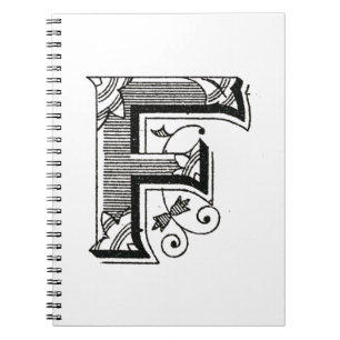 alphabet f, letter f, typography f, monogram f notebook