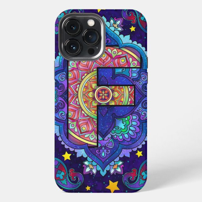 Alphabet F mandala  iPhone Case (Back)