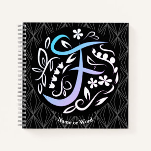 Alphabet F Monogram Handwritting Notebook