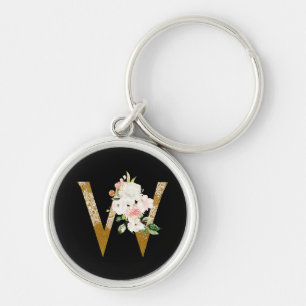 Alphabet Floral Design  Keychain