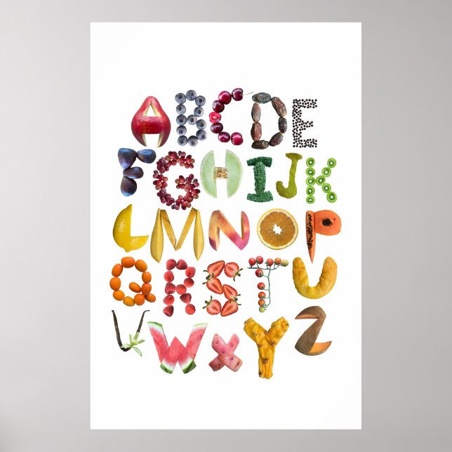 Alphabet Food Art with ABC fruits Poster (Front)