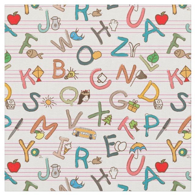 Alphabet Fun Letters & Graphics Fabric (Close Up)