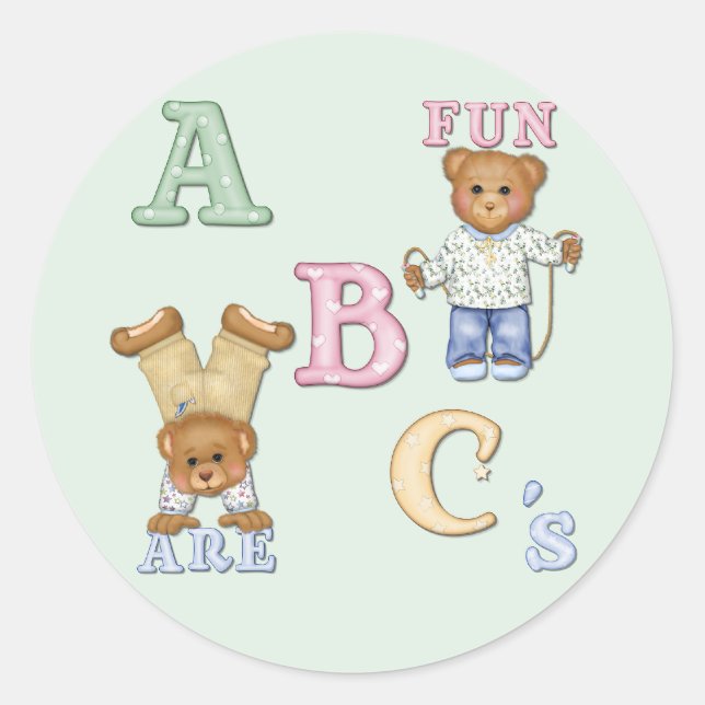 Alphabet Fun Teddy Bears Classic Round Sticker (Front)