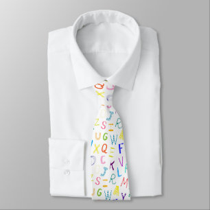 Alphabet Funny Colourful Letter Hand Drawn Crayon Tie