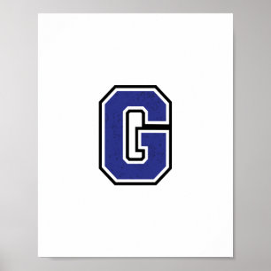 Alphabet G in Blue Color Poster