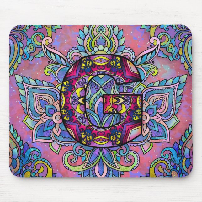 Alphabet G mandala Mouse Mat (Front)