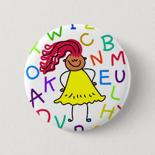 Alphabet Girl 6 Cm Round Badge