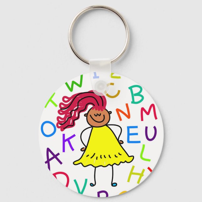 Alphabet Girl Key Ring (Front)