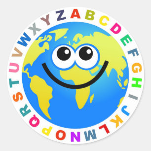 Alphabet Globe Classic Round Sticker