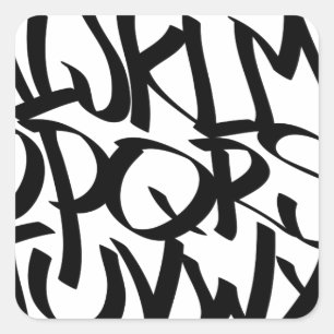 alphabet graffiti square sticker