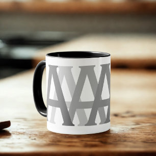 Alphabet Grey Letters Monogrammed Mug
