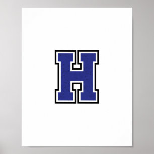 "Alphabet H in Blue Color" Poster