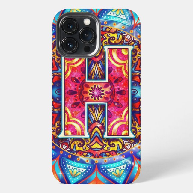 Alphabet H mandala iPhone Case (Back)