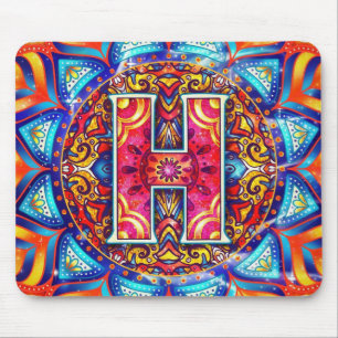 Alphabet H mandala Mouse Mat