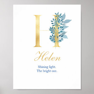 Alphabet H Print Initial Name Meaning Poster