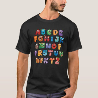 Alphabet Halloween Teacher Kids Cute Monster Alpha T-Shirt