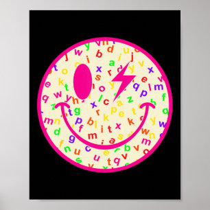 Alphabet Happy Face Back To School Teacher Lightni Poster