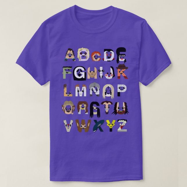 Alphabet Horror Icon Character Halloween Holiday F T-Shirt (Design Front)