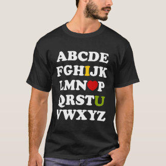 Alphabet I Love You Dark T Shirt