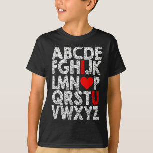 Alphabet I Love You Graphic With Heart Highlight V T-Shirt