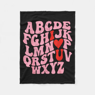 Alphabet I Love You Valentines Day Heart Teacher K Fleece Blanket
