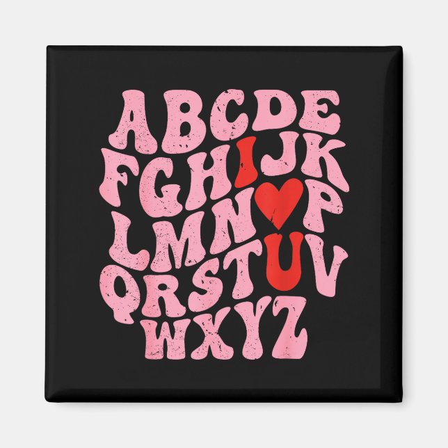 Alphabet I Love You Valentines Day Heart Teacher K Magnet (Front)