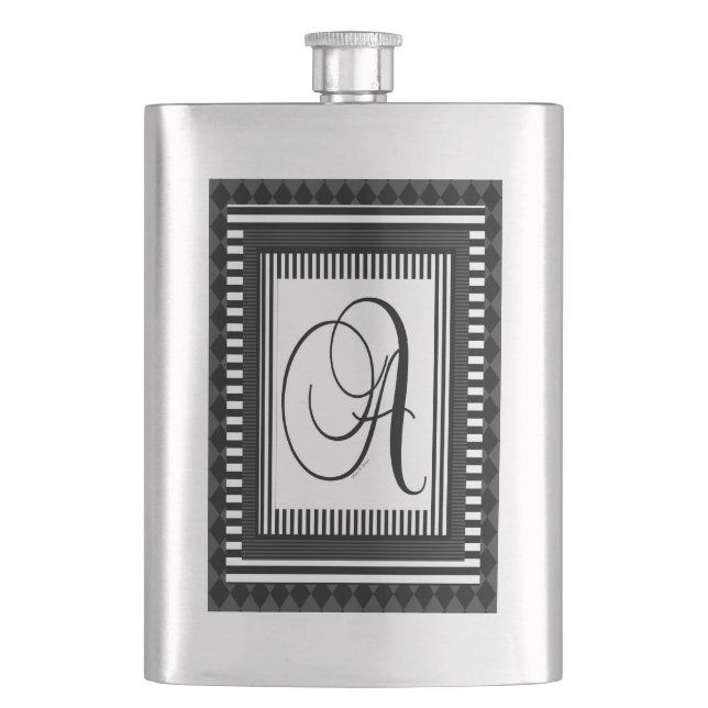 ALPHABET INITIAL A MONOGRAM HIP FLASK (Front)