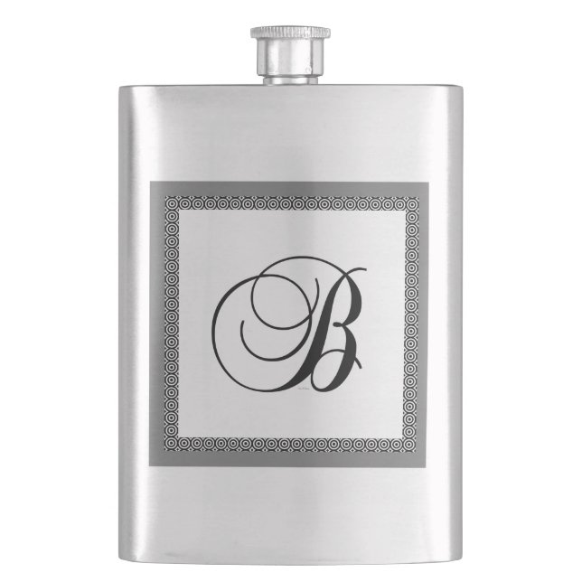 ALPHABET INITIAL B MONOGRAM HIP FLASK (Front)