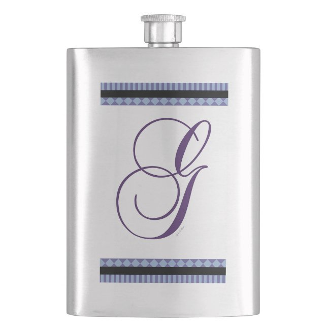 ALPHABET INITIAL G MONOGRAM HIP FLASK (Front)