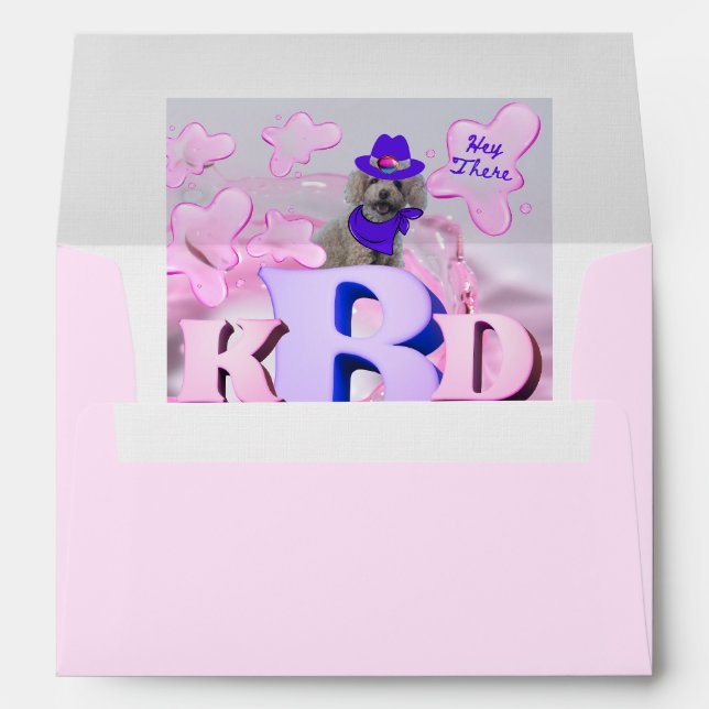 Alphabet Initials Poodle Pink Envelopes (Back (Bottom))