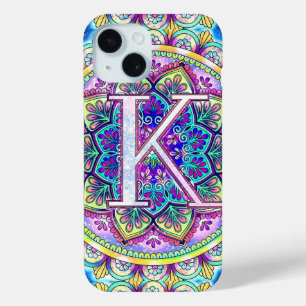 Alphabet K mandala iPhone 15 Case