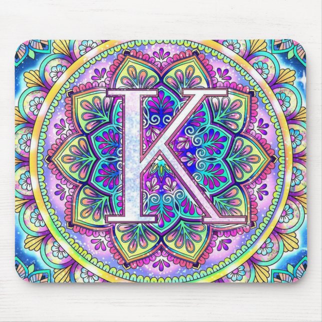 Alphabet K mandala Mouse Mat (Front)
