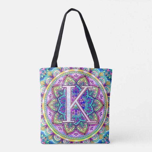 Alphabet K mandala Tote Bag (Back)