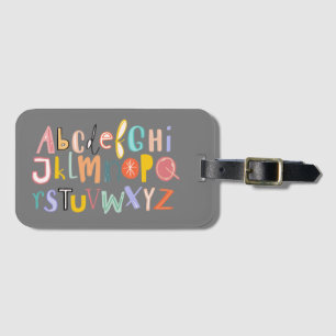 Alphabet kids cool typography luggage tag