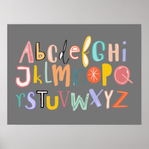 Alphabet kids cool typography poster