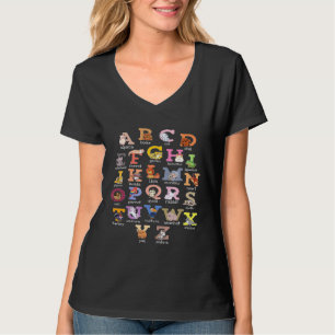 Alphabet Kids Letters Alpaca Bear Gecko Rabbit Lov T-Shirt