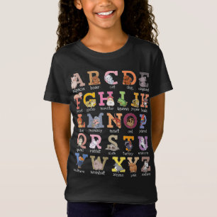 Alphabet Kids Letters Cat Dog Ferret Hamster Parro T-Shirt