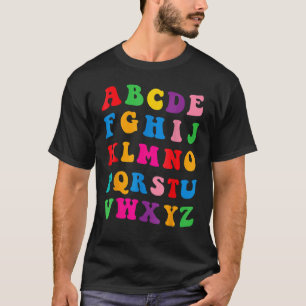 Alphabet learn ABCs Colorful Uppercase Letters For T-Shirt