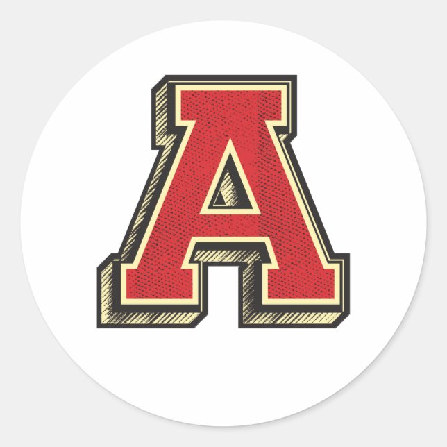 Alphabet Letter ✪ A ✪ Vintage style Classic Round Sticker (Front)