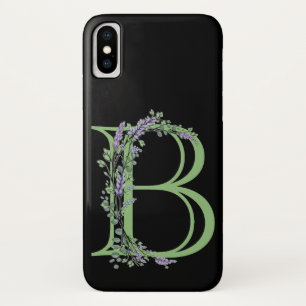 Alphabet letter B watercolor Lavender Eucalyptus iPhone X Case