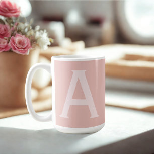 Alphabet Letter Blush Pink Monogrammed Coffee Mug