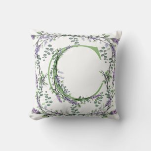 Alphabet letter C Lavender Eucalyptus Cushion