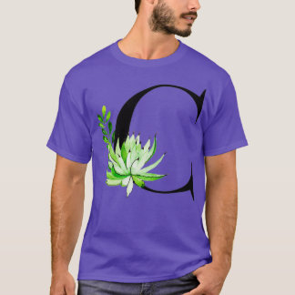 Alphabet letter C with watercolor cactus and leave T-Shirt