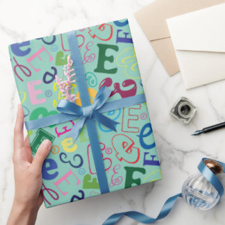 Alphabet Letter E Wrapping Paper - Green