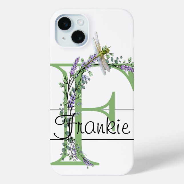 Alphabet letter F, watercolor Lavender Dragonfly Case-Mate iPhone Case (Back)