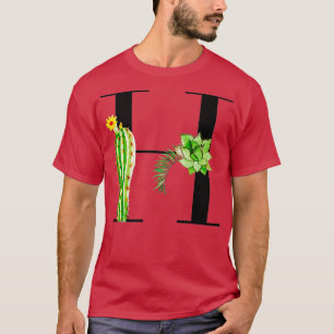 Alphabet letter H with watercolor cactus and leave T-Shirt